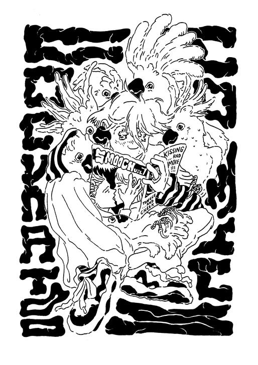 Cockatoo Comics t-shirt design - Ink on trace paper Cockatoo Comics t-shirt design - Ink on trace paper