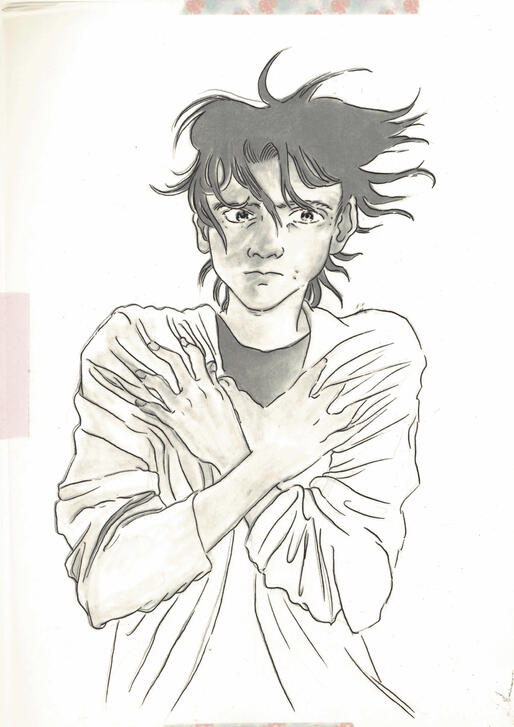 Nina concept art - graphite on paper, ink on trace paper on top Nina concept art - graphite on paper, ink on trace paper on top