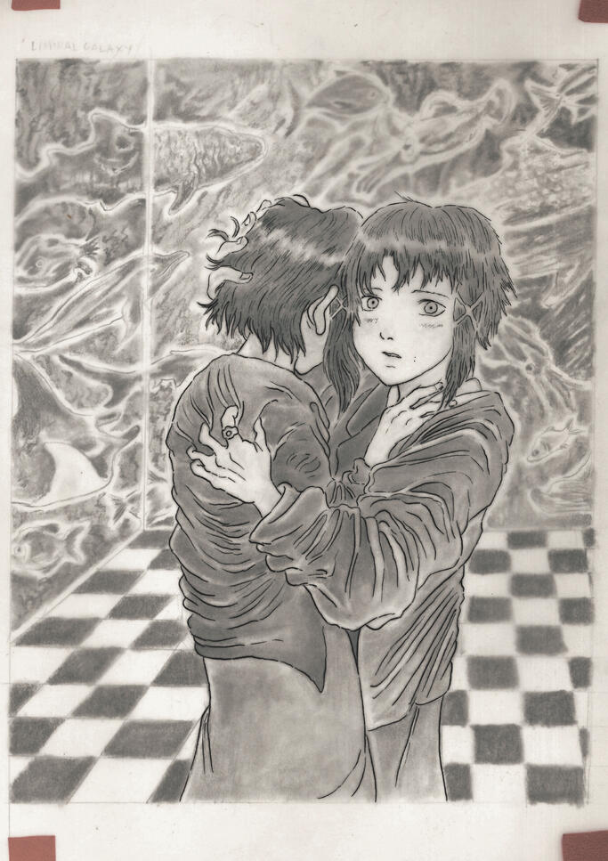 Lain fundraiser commission - graphite on paper, with a layer of ink on trace paper on top Lain fundraiser commission - graphite on paper, with a layer of ink on trace paper on top